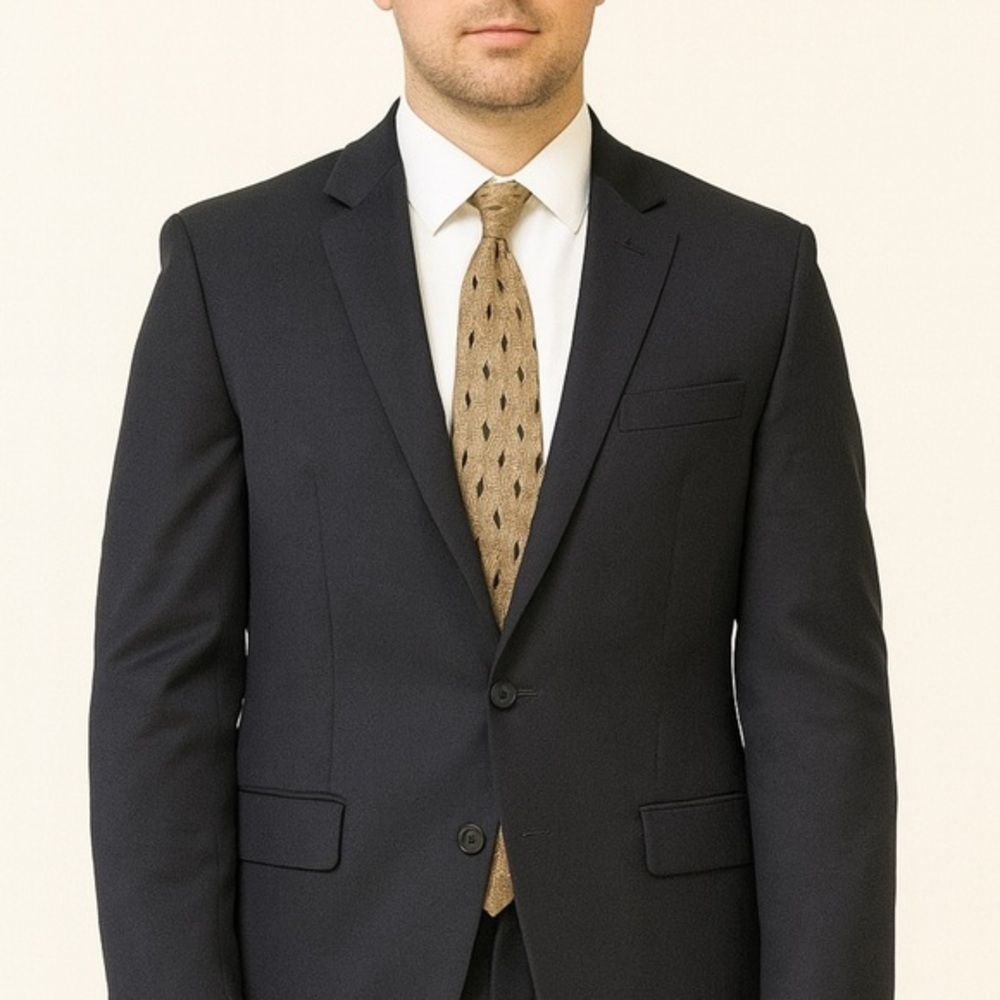 Gianfranco Ruffini Italian 100% Imported Silk Gold and Black Geometric Tie